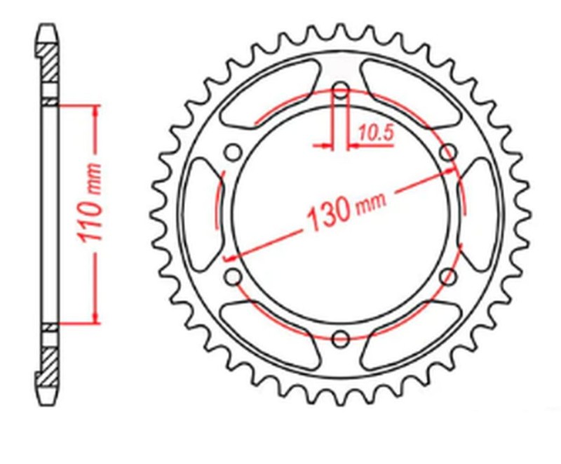 MTX PARTS ZĘBATKA TYLNA 4385 46 YAMAHA R6 '06-'20, MT09 '14-'19, SUZUKI GSXR 750 '11-'19, GSXR 1000 '17-'19, XSR 900 '16-'19 (+1) (JTR1876.46) (ŁAŃC. 525) (1)