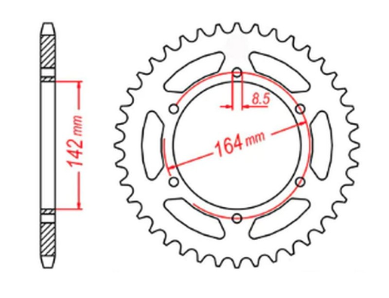 MTX PARTS ZĘBATKA TYLNA 4589 44 HYOSUNG GT 650 '04-'15 (JTR1074.44) (ŁAŃC. 525) (1)