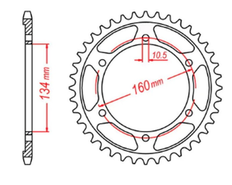 MTX PARTS ZĘBATKA TYLNA 4405 42 HONDA CBR 600RR '03-'06 (PC37) (JTR1307.42) (ŁAŃC. 525) (1)