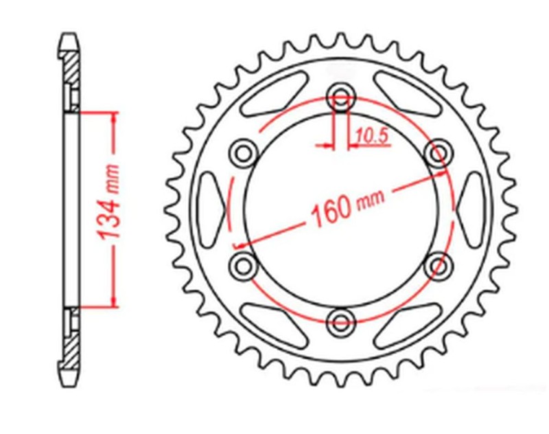 MTX PARTS ZĘBATKA TYLNA 4399 40 HONDA CBR 1000 RR '04-'05, VTR 1000SP1/SP2 '00-'06 (JTR1306.40) (ŁAŃC. 530) (1)