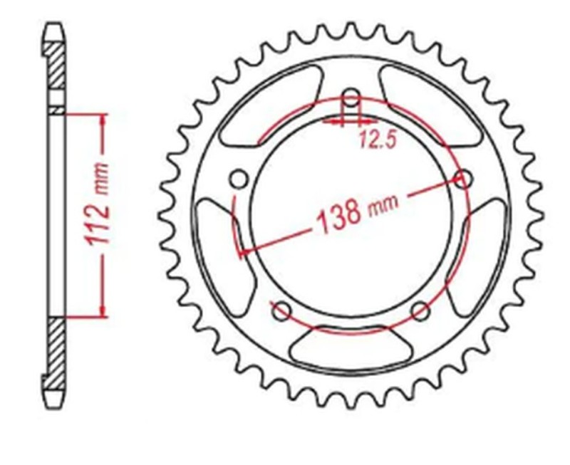 MTX PARTS ZĘBATKA TYLNA 4384 43 HONDA NC 700/750S '12-'19, NC 700/750X '12-'19 (JTR1316.43) (ŁAŃC. 520) (1)