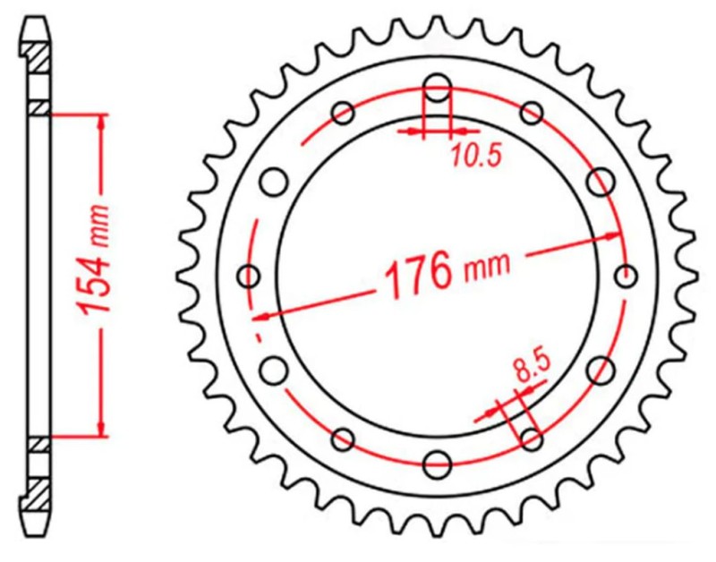 MTX PARTS ZĘBATKA TYLNA 4434 43 HONDA VFR750, VFR800 V-TEC '02-'14, VFR800X CROSSRUNNER '11-'15 (JTR1340.43) (ŁAŃC. 530) (1)