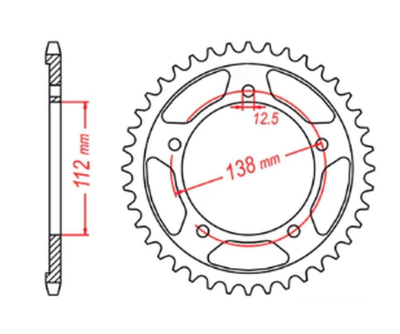 MTX PARTS ZĘBATKA TYLNA 4350 44 HONDA VT 600C SHADOW '90-'07 (JTR1332.44) (ŁAŃC. 525)