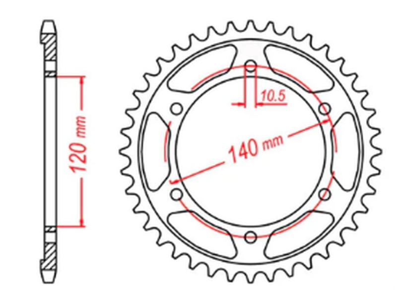 MTX PARTS ZĘBATKA TYLNA 498 42 KAWASAKI VN 800 CLASSIC '96-'06, VN 800 VULKAN '97-'05 (JTR499.42) (ŁAŃC. 530) (1)