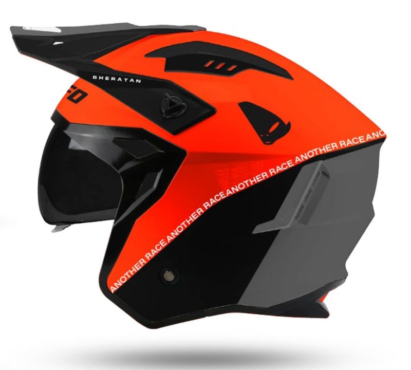 UFO KASK SHERATAN JET / TRIAL Z BLENDĄ PRZECIWSŁONECZNĄ KOLOR CZARNY/POMARAŃCZOWY FLUO ROZMIAR S ( ECE 22R06 ) - KOLEKCJA 2024