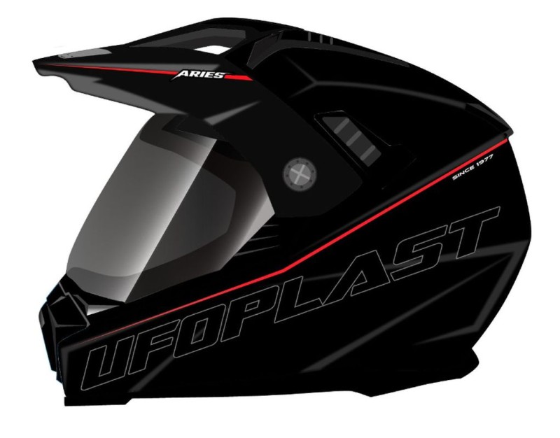UFO KASK ARIES OFFROAD / DUAL / TOURER / CROSSOVER Z SZYBĄ, DASZKIEM I BLENDĄ PRZECIWSŁONECZNĄ KOLOR CZARNY ROZMIAR XL ( ECE 22R06 ) - KOLEKCJA 2024 (1)