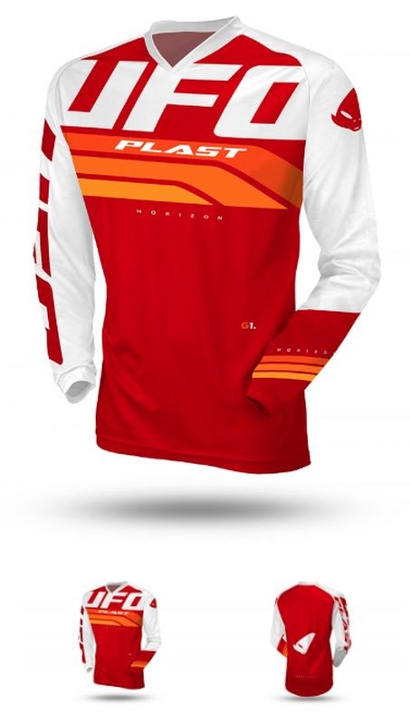 UFO KOSZULKA HORIZON JERSEY CROSS KOLOR CZERWONY/BIAŁY ROZMIAR XXL - KOLEKCJA 2024