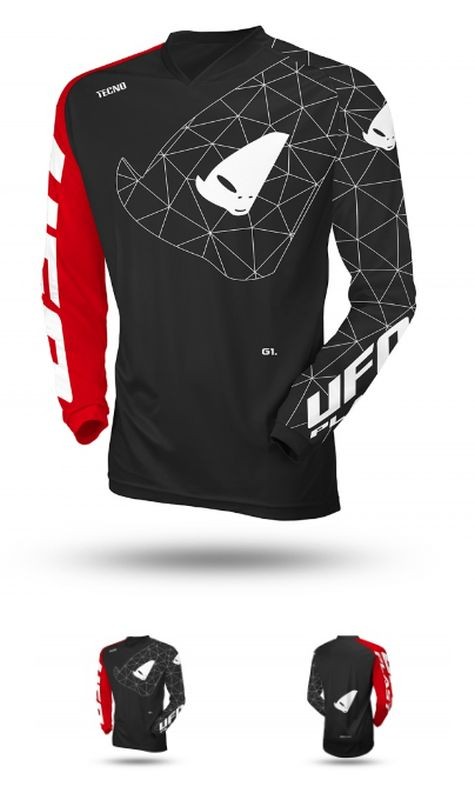 UFO KOSZULKA TECNO JERSEY CROSS KOLOR CZARNY CZERWONY ROZMIAR XXXL - KOLEKCJA 2024