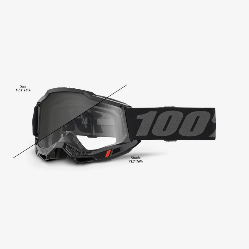 100 PROCENT GOGLE ACCURI 2 UTV/ATV SAND/OTG BLACK - PHOTOCHROMIC LENS - KOLOR CZARNY/BIAŁY SZYBKA FOTOCHROMATYCZNA