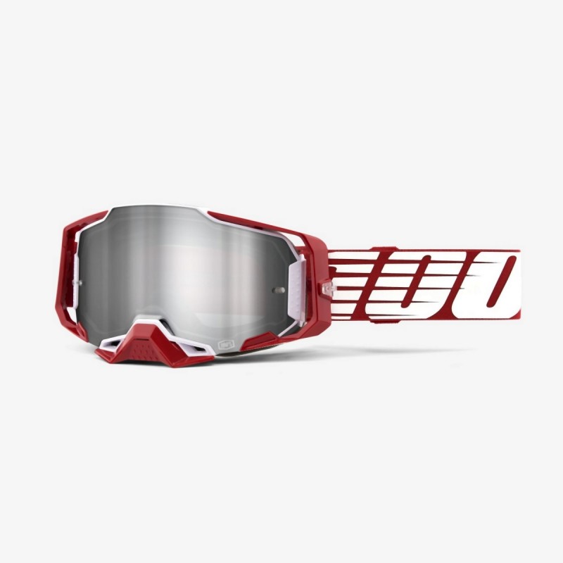 100 PROCENT GOGLE ARMEGA OVERSIZED DEEP RED - FLASH SILVER LENS - KOLOR CZERWONY/BIAŁY/SZARY SZYBKA SREBRNE LUSTRO