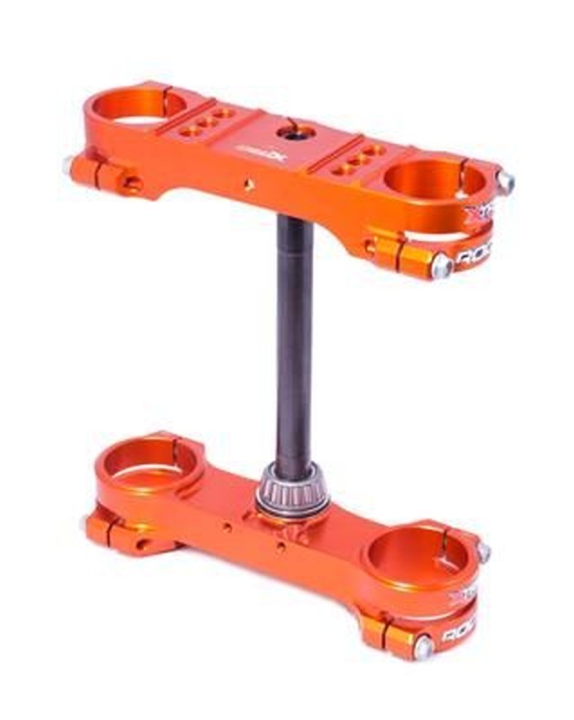 XTRIG PÓŁKI ZAWIESZENIA PRZEDNIEGO ROCS TECH TRIPLE CLAMPS KTM SX 85 '14-'24 (OFFSET 14MM) KOLOR POMARAŃCZOWY (1)