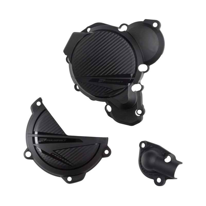 POLISPORT ZESTAW OSŁONA POKRYWY (DEKLA) ALTERNATORA ORAZ OSŁONA POKRYWY SPRZĘGŁA POMPY WODY KTM EXC/XC-W 250/300 '24 KOLOR CZARNY