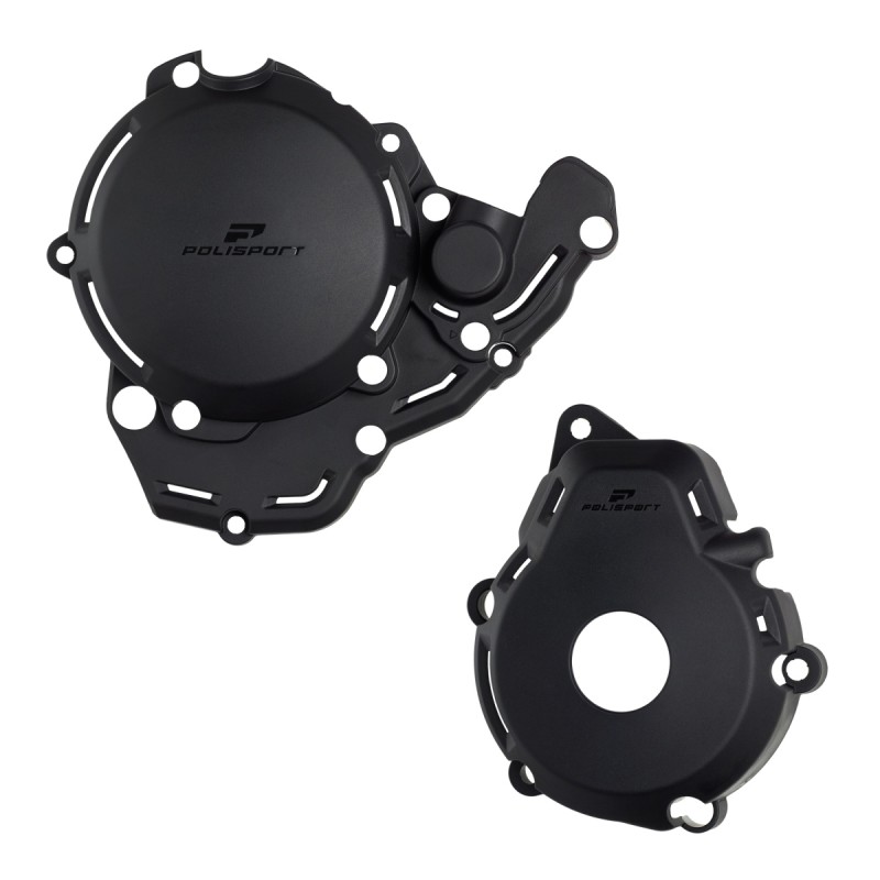 POLISPORT ZESTAW OSŁONA POKRYWY (DEKLA) ALTERNATORA ORAZ OSŁONA POKRYWY SPRZĘGŁA POMPY WODY KTM EXC-F 250/350 '24-'25 KOLOR CZARNY