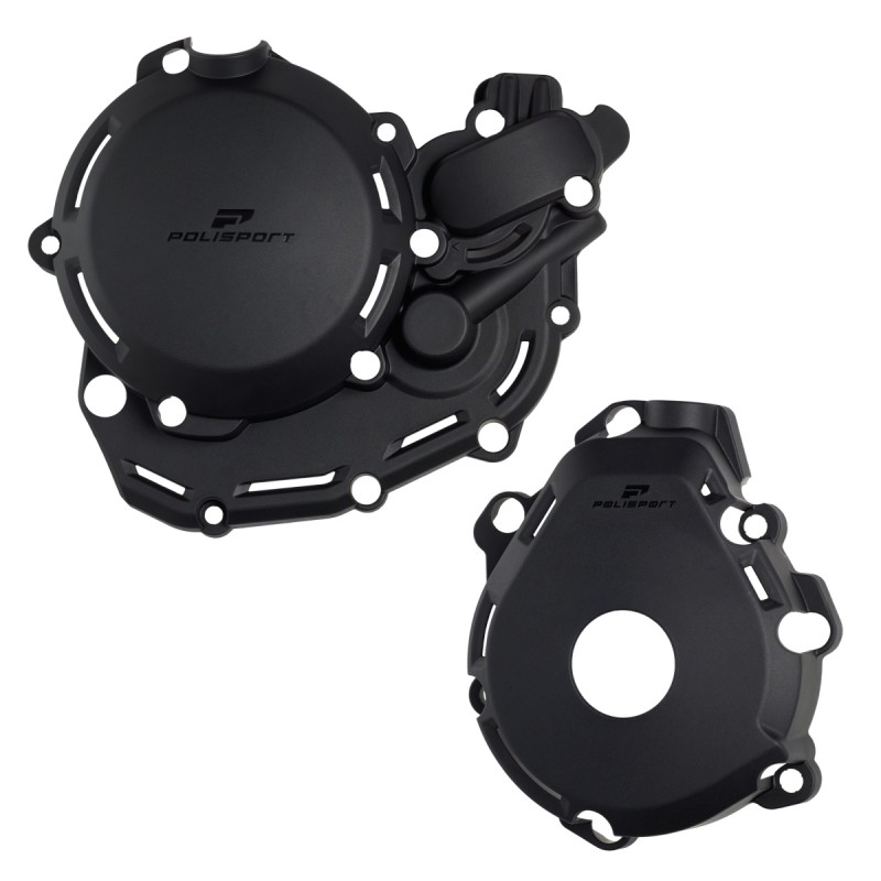 POLISPORT ZESTAW OSŁONA POKRYWY (DEKLA) ALTERNATORA ORAZ OSŁONA POKRYWY SPRZĘGŁA POMPY WODY KTM EXC-F 450/500 '24-'25; XCF-W 450 '24-'25 KOLOR CZARNY