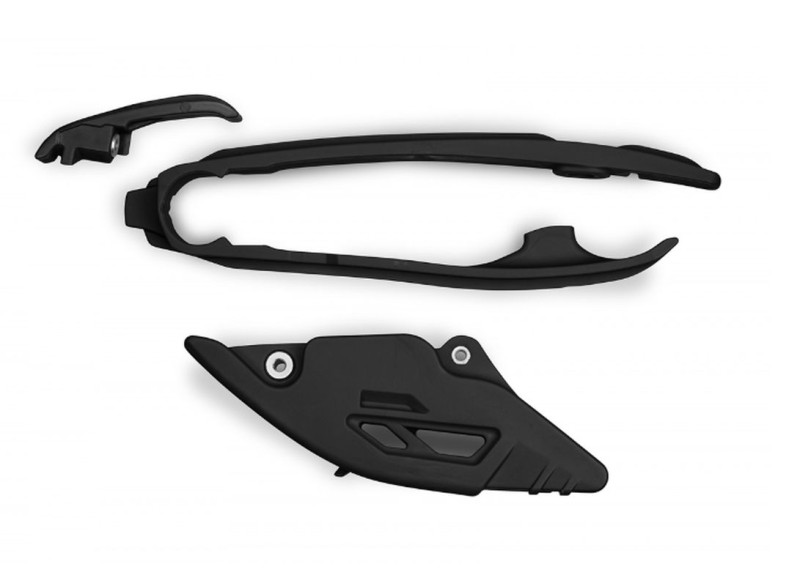 UFO KOMPLET ŚLIZG + PROWADNICA ŁAŃCUCHA HUSQVARNA TC 125 / 250 '23-'24, TE 150 / 250 / 300 '24, FC / TX / FX / FE 300 / 350 / 450 / 501 '24, KOLOR CZARNY (1)