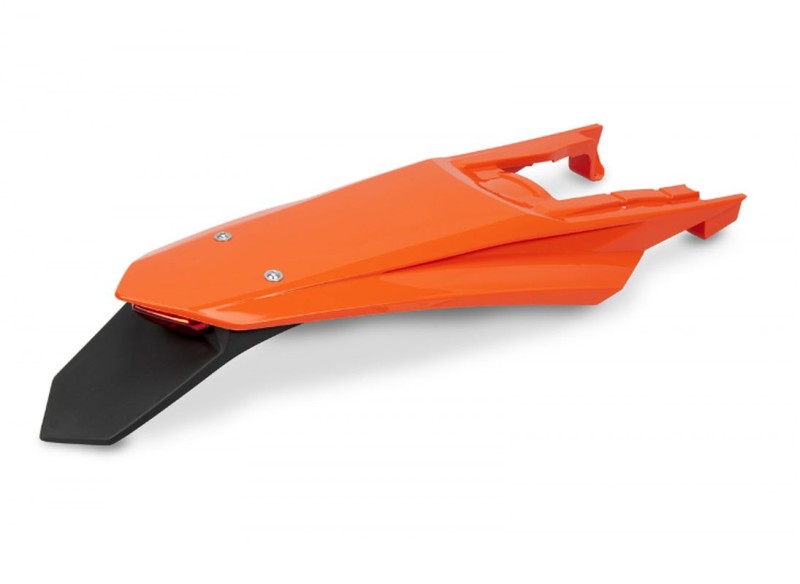 UFO BŁOTNIK TYŁ KTM EXC 150 / 250 / 300 TBI '24-'25, EXC-F 250 / 350 / 450 / 500 '24-'25, KOLOR POMARAŃCZOWY (Z LAMPKĄ LED) (1)