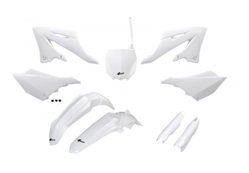 UFO KOMPLET PLASTIKÓW (FULL KIT) Z OSŁONAMI TELESKOPÓW (AMORTYZATORÓW) YAMAHA YZ 125 / 250 '22-'24 KOLOR BIAŁY