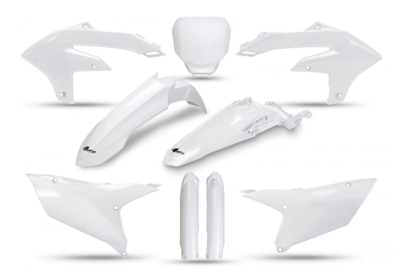UFO KOMPLET PLASTIKÓW (FULL KIT) Z OSŁONAMI TELESKOPÓW (AMORTYZATORÓW) YAMAHA YZF 250 '24-'25, YZF 450 '23-'25 KOLOR BIAŁY
