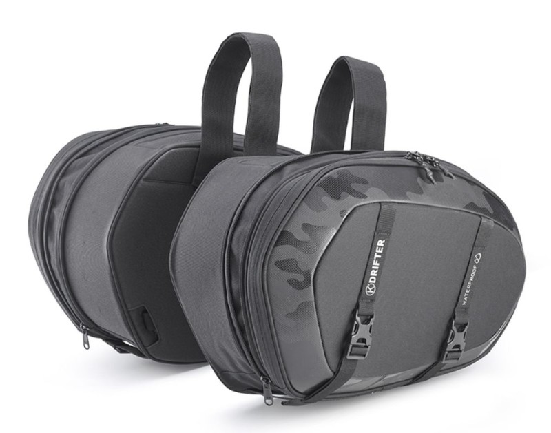 KAPPA TORBY (SAKWY) BOCZNE POSZERZANE UNIWERSALNE K'DRIFTER 40-52L (PARA) (WYS. 34CM X GŁ. 10-15CM X DŁ. 52CM) KOLOR SZARY