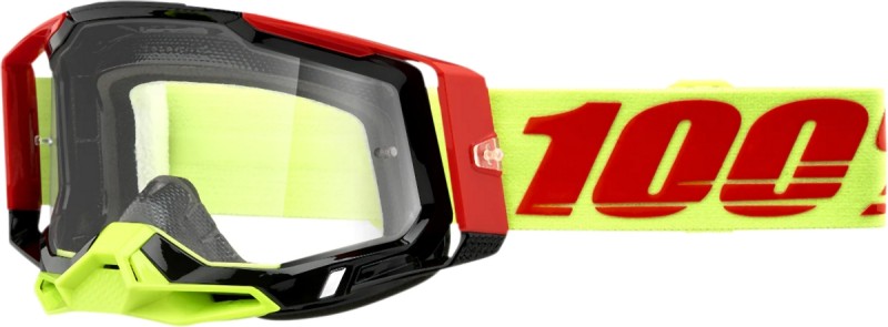 100 PROCENT WYPRZEDAŻ GOGLE RACECRAFT 2 WIZ - CLEAR LENS - KOLOR ŻÓŁTY FLUO/CZERWONY/CZARNY SZYBKA PRZEŻROCZYSTA