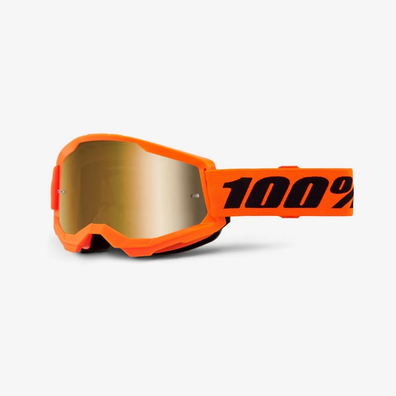 100 PROCENT GOGLE STRATA 2 NEON ORANGE - MIRROR GOLD LENS - KOLOR POMARAŃCZOWY/CZARNY SZYBKA ZŁOTE LUSTRO