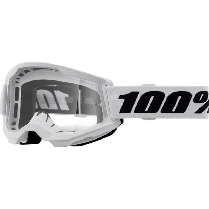 100 PROCENT GOGLE STRATA 2 YOUTH JUNIOR WHITE - CLEAR LENS - KOLOR BIAŁY/CZARNY SZYBKA PRZEŹROCZYSTA
