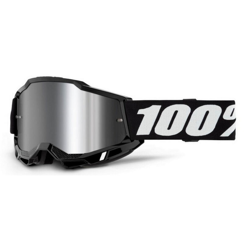 100 PROCENT GOGLE ACCURI 2 SESSION - MIRROR SILVER LENS - KOLOR CZARNY/BIAŁY SZYBKA CIEMNE LUSTRO