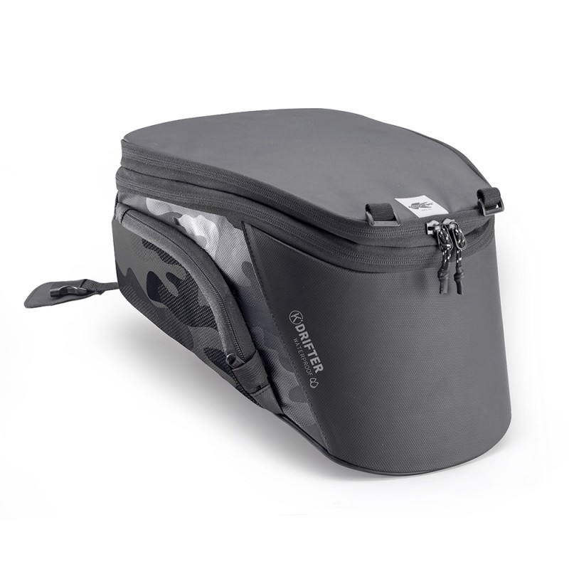 KAPPA TORBA (TANKBAG) NA ZBIORNIK DO MOCOWANIA TANKLOCK K'DRIFTER 10L-15L (WYS. 17-25CM X SZER. 25CM X DŁ. 29CM) KOLOR CZARNY/MORO