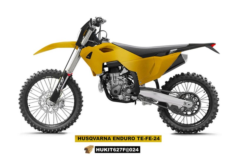 UFO KOMPLET PLASTIKÓW (FULL KIT) Z OSŁONAMI TELESKOPÓW (AMORTYZATORÓW) HUSQVARNA TE 150 / 250 / 300 '24-'25, FE 250 / 350 / 450 / 501 '24-'25 KOLOR ZŁOTY