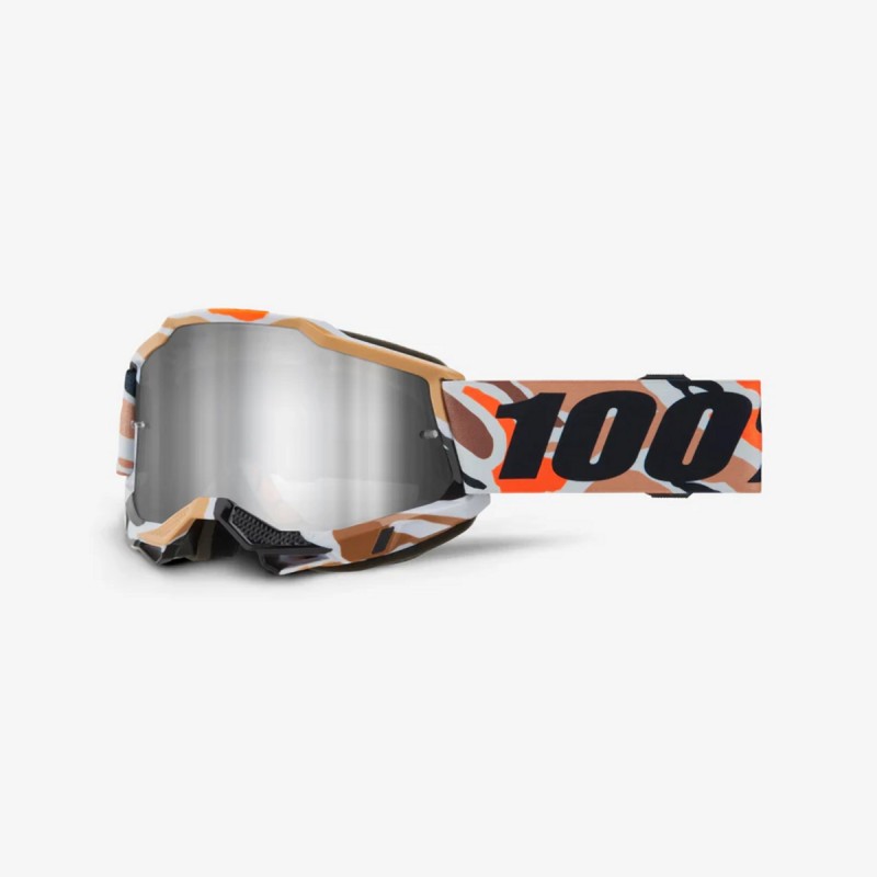 100 PROCENT GOGLE ACCURI 2 FLEA - MIRROR SILVER LENS - KOLOR SZARY/BRĄZOWY/POMARAŃCZOWY/CZARNY SZYBKA SREBRNE LUSTRO