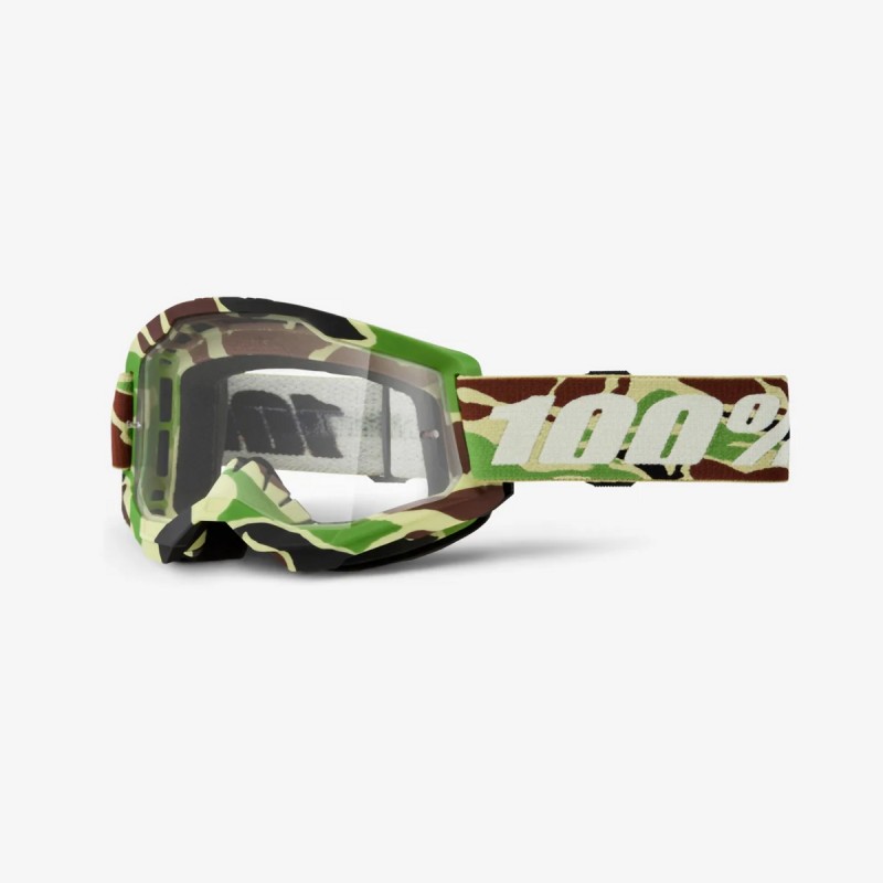 100 PROCENT GOGLE STRATA 2 WAR CAMO - CLEAR LENS - KOLOR ZIELONY/BRĄZOWY CAMO SZYBKA PRZEŹROCZYSTA (1)