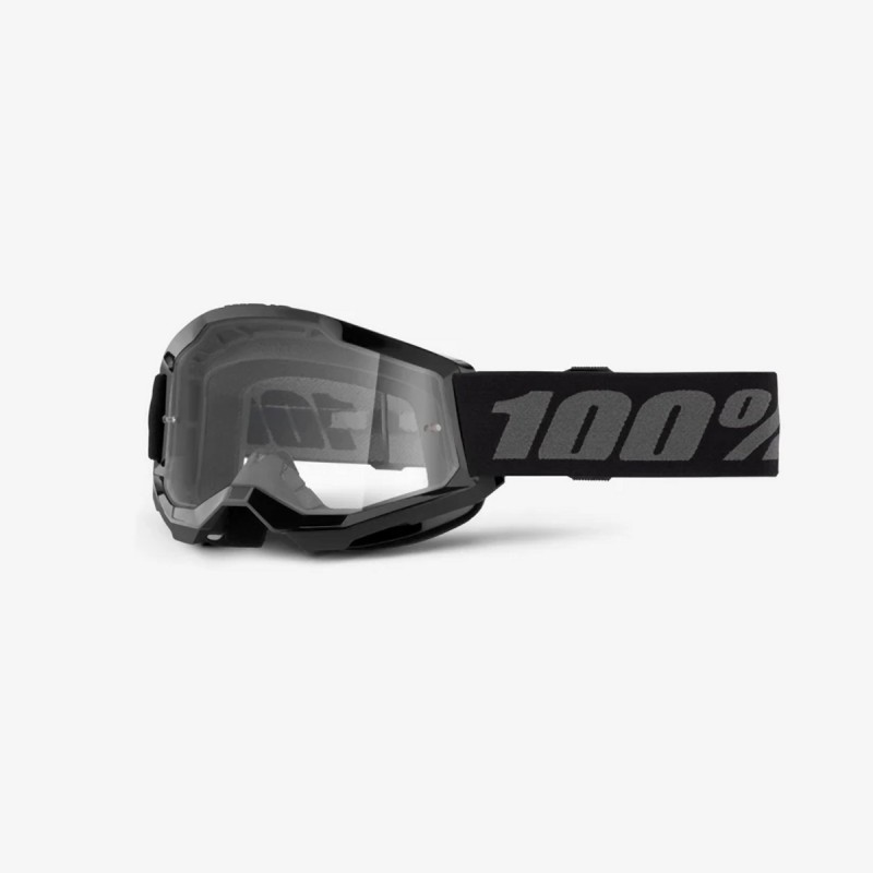100 PROCENT GOGLE STRATA 2 YOUTH JUNIOR BLACK - CLEAR LENS - KOLOR CZARNY/SZARY SZYBA PRZEŹROCZYSTA