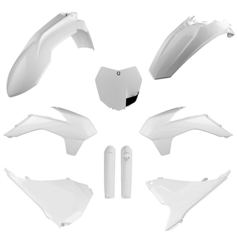 POLISPORT KOMPLET PLASTIKÓW (FULL KIT) KTM SX/SX-F/XC-F '15 W ZESTAWIE TABLICA PRZEDNIA (8659100002) I OSŁONY AMORTYZATORÓW (8398600002) KOLOR BIAŁY