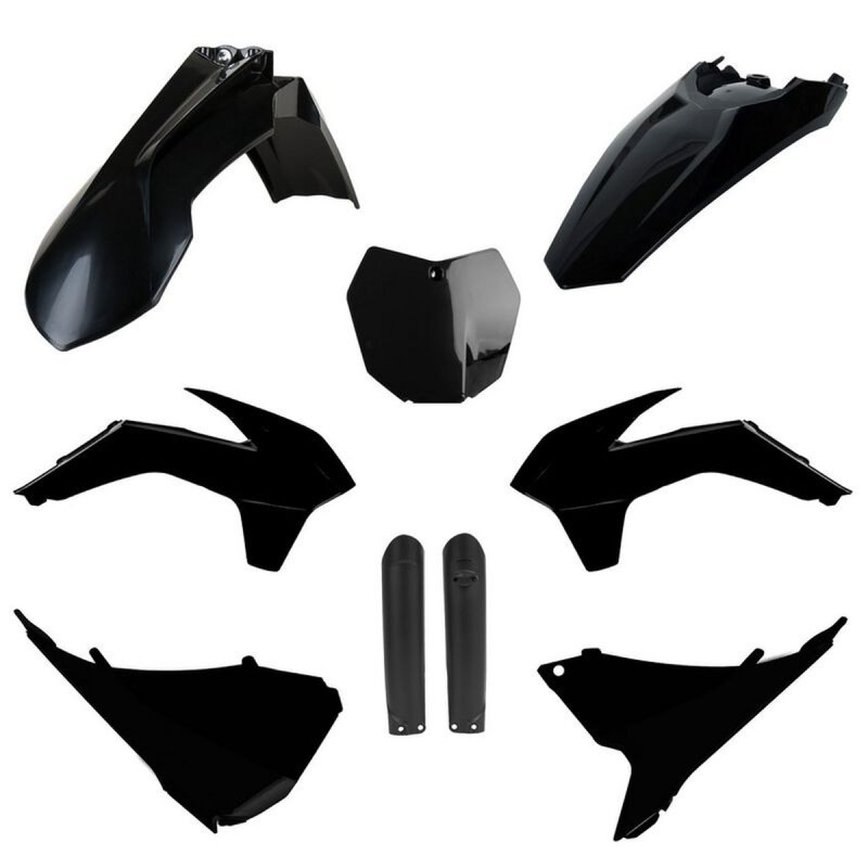 POLISPORT KOMPLET PLASTIKÓW (FULL KIT) KTM SX/SX-F/XC-F '15 W ZESTAWIE TABLICA PRZEDNIA (8659100003) I OSŁONY AMORTYZATORÓW (8398600003) KOLOR CZARNY