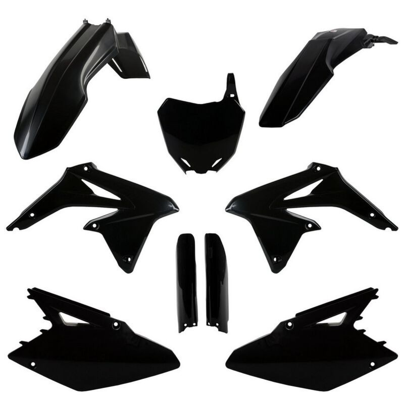 POLISPORT KOMPLET PLASTIKÓW (FULL KIT) SUZUKI RMZ 450 '08-'17 W ZESTAWIE TABLICA PRZEDNIA (8659300003) I OSŁONY AMORTYZARORÓW (8398300002) KOLOR CZARNY