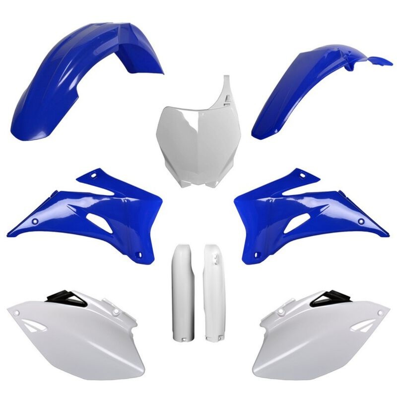 POLISPORT KOMPLET PLASTIKÓW (FULL KIT) YAMAHA YZ 250F '06-'07; YZ 450F '06-'07 W ZESTAWIE TABLICA PRZEDNIA (8658100001) I OSŁONY AMORTYZARORÓW (8398100001) KOLOR NIEBIESKI BIAŁY OEM