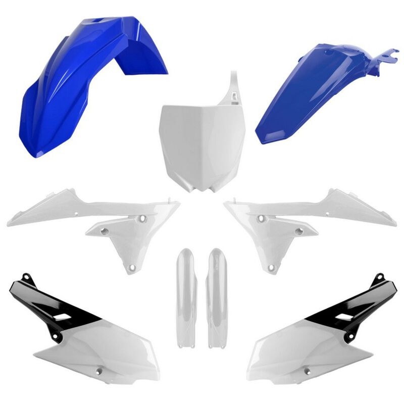 POLISPORT KOMPLET PLASTIKÓW (FULL KIT) YAMAHA YZ 250F '14-'18; YZ 450F '14-'17 W ZESTAWIE TABLICA PRZEDNIA (8678400001) I OSŁONY AMORTYZARORÓW (8352000001) KOLOR NIEBIESI BIAŁY OEM