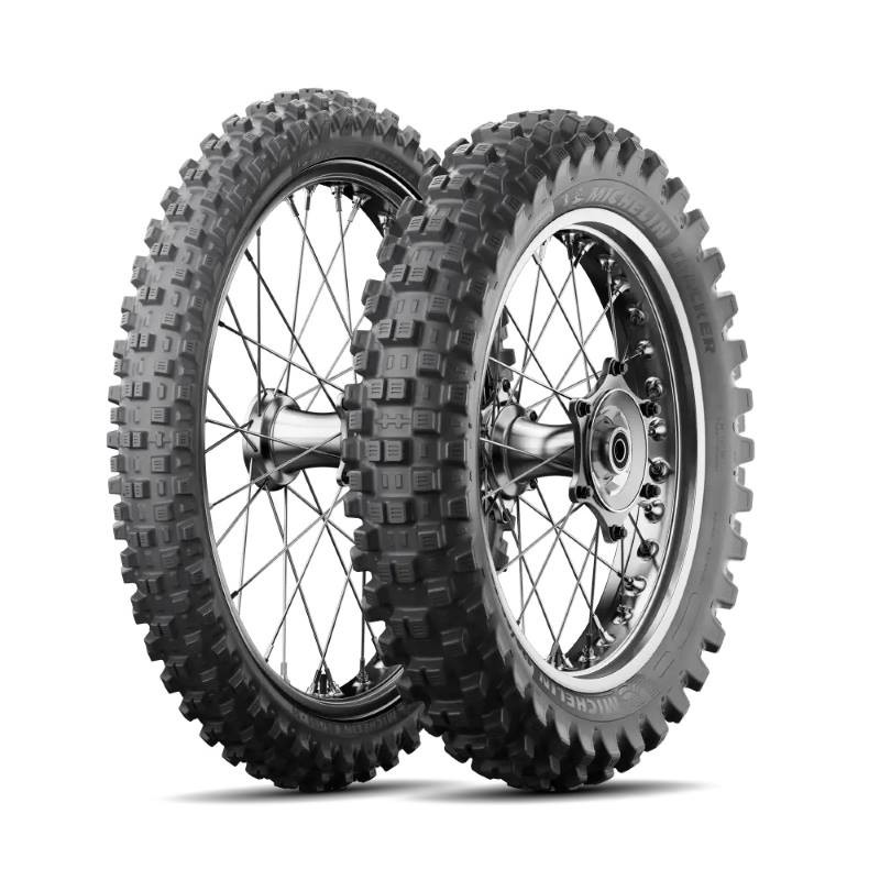 MICHELIN KOMPLET OPON (CAI691556/24) 80/100-21 TRACKER 51R TT M/C PRZÓD DOT 2024 + (CAI986133/23) 120/80-19 TRACKER 63R TT M/C TYŁ DOT 2023 + KUBEK TERMICZNY MICHELIN