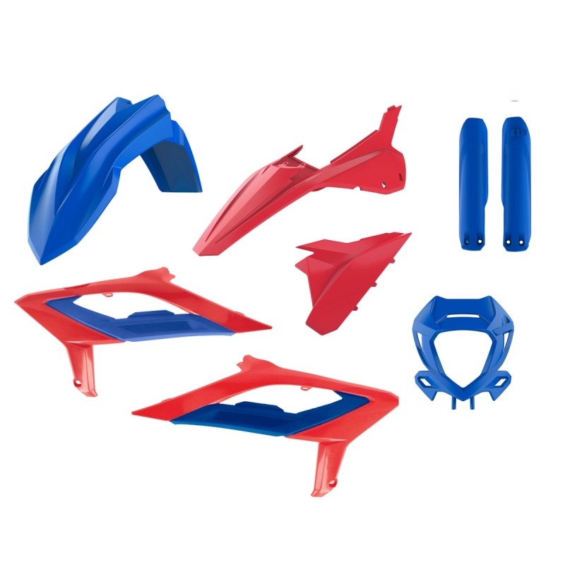 POLISPORT KOMPLET PLASTIKÓW (FULL KIT) BETA RR 2T/4T '23-'24 W ZESTAWIE OSŁONA LAMPY (8667300005) I OSŁONY AMORTYZATORÓW (8399100005) KOLOR CZERWONY NIEBIESKI