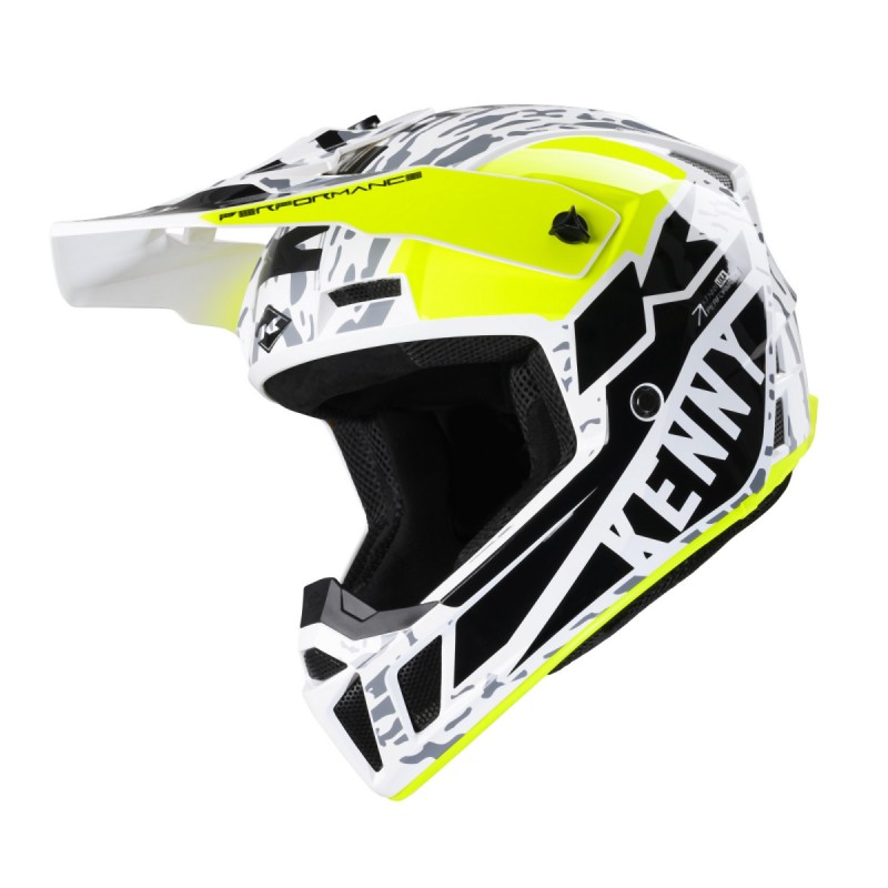 KENNY RACING WYPRZEDAŻ KASK CROSS/ENDURO MODEL PERFORMANCE MIPS STONE KOLOR CZARNY/BIAŁY/ŻÓŁTY ROZMIAR M ( 57 - 58 CM )