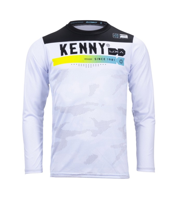 KENNY RACING WYPRZEDAŻ KOSZULKA ROWEROWA MTB MODEL ELITE CAMO WHITE KOLOR BIAŁY/CZARNY ROZMIAR S (1)