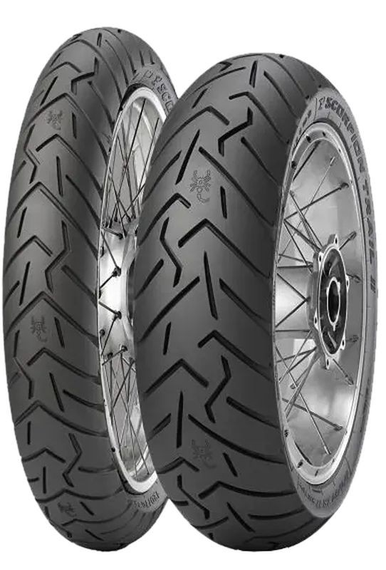 PIRELLI KOMPLET OPON (2526300/24) 120/70ZR17 SCORPION TRAIL II (58W) TL M/C PRZÓD DOT 2024 + (2527400/24) 180/55ZR17 SCORPION TRAIL II (73W) TL M/C TYŁ DOT 2024 + RĘKAWICZKI UFO SKILL RADIAL ROZMIAR L