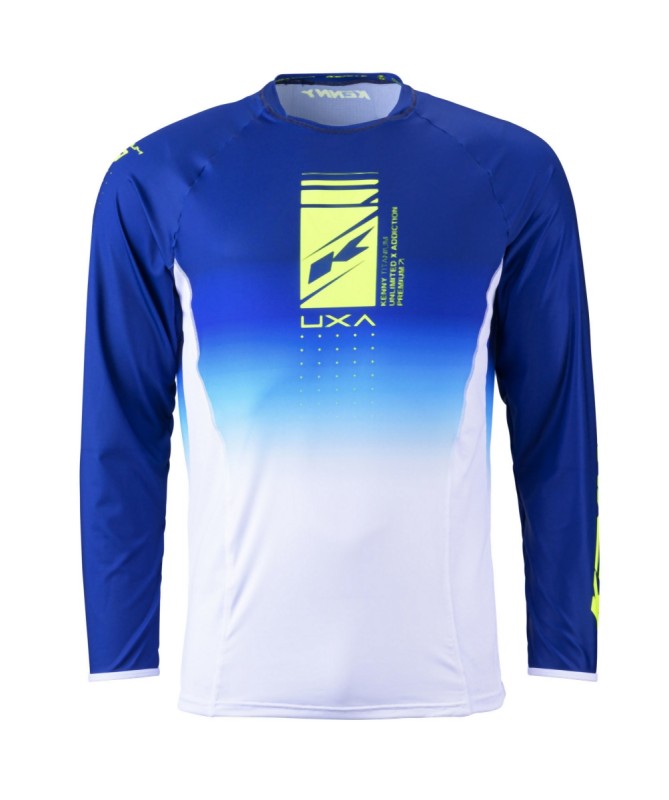 KENNY RACING WYPRZEDAŻ KOSZULKA CROSS/ENDURO MODEL TITANIUM PREMIUM NAVY KOLOR NIEBIESKI/BIAŁY/ŻÓŁTY FLUO ROZMIAR L