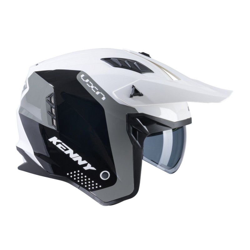 KENNY RACING KASK OTWARTY JET MODEL MILES GRAPHIC WHITE/GREY KOLOR BIAŁY/SZARY/CZARNY ROZMIAR S ( 55 - 56 CM )