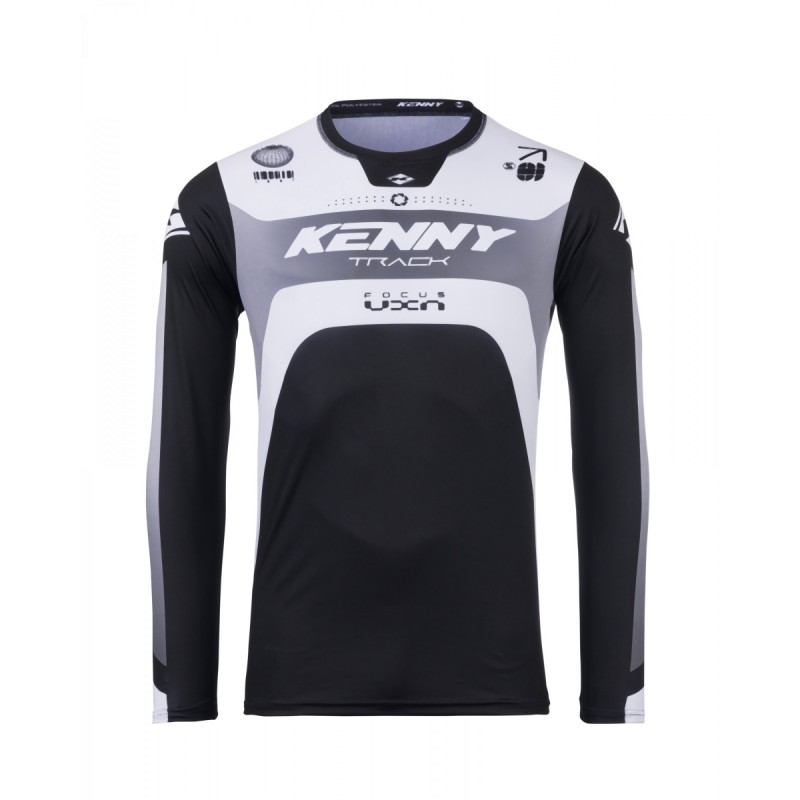 KENNY RACING KOSZULKA CROSS/ENDURO MODEL TRACK FOCUS BLACK/WHITE KOLOR CZARNY/BIAŁY/SZARY ROZMIAR S