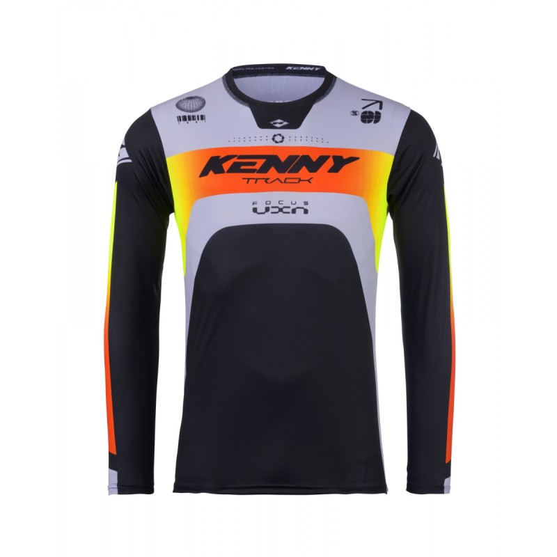 KENNY RACING KOSZULKA CROSS/ENDURO MODEL TRACK FOCUS GREY KOLOR CZARNY/SZARY/ŻÓŁTY/CZERWONY ROZMIAR XL
