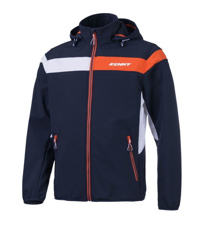 KENNY RACING KURTKA PRZECIWDESZCZOWA SOFTSHELL MODEL RACING KOLOR NIEBIESKI/BIAŁY/POMARAŃCZOWY ROZMIAR M