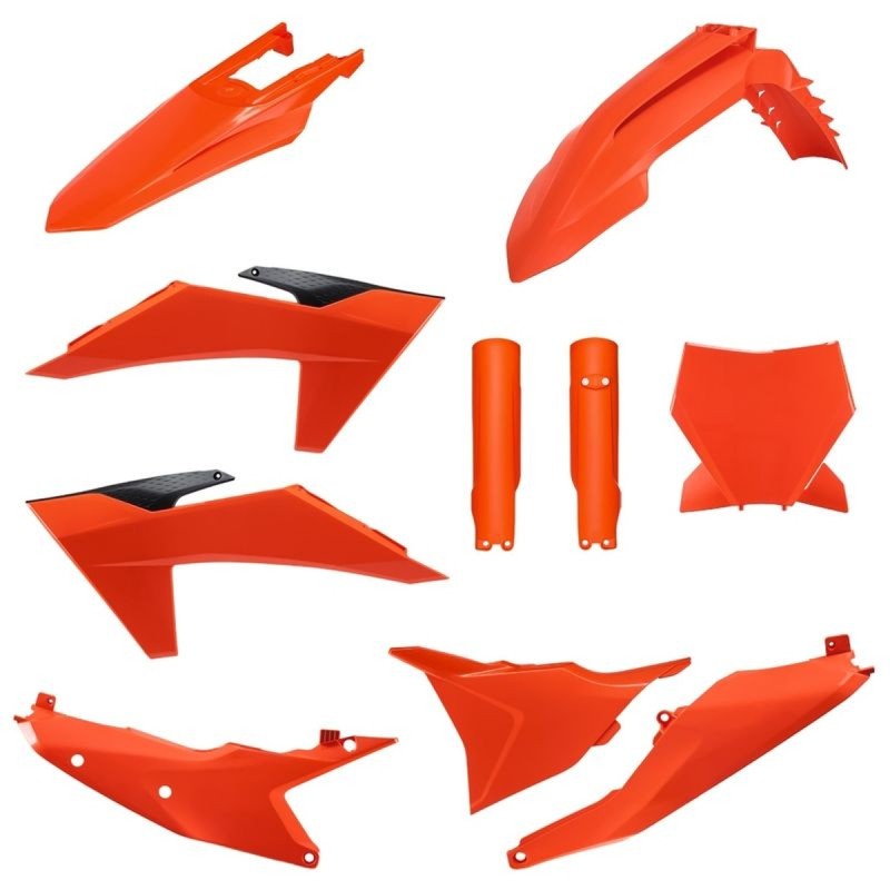 POLISPORT KOMPLET PLASTIKÓW (FULL KIT) KTM SX/SX-F/XC/XC-F '23-'24 W ZESTAWIE TABLICA PRZEDNIA (8352500005) I OSŁONY AMORTYZATORÓW (8672000002) KOLOR POMARAŃCZOWY