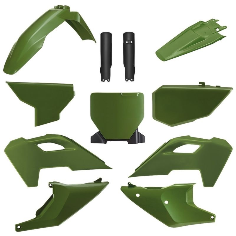 POLISPORT KOMPLET PLASTIKÓW (FULL KIT) HUSQVARNA TC/FC '23-'25 W ZESTAWIE TABLICA PRZEDNIA (8671700004) I OSŁONY AMORTYZARORÓW (8352500002) KOLOR (GREEN FLOW)