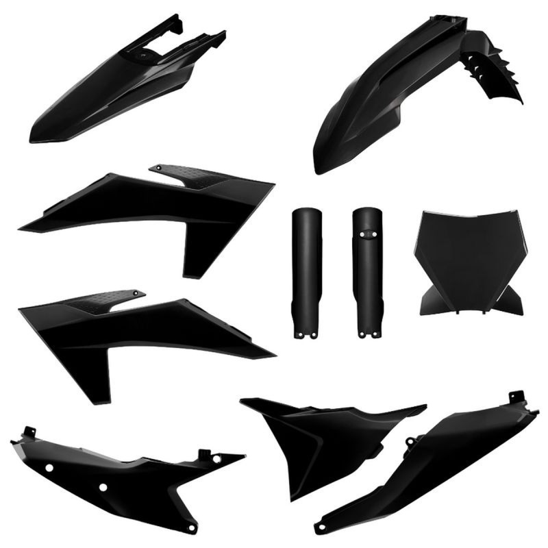 POLISPORT KOMPLET PLASTIKÓW (FULL KIT) KTM SX/SX-F/XC/XC-F '23-'24 W ZESTAWIE TABLICA PRZEDNIA (8672000003) I OSŁONY AMORTYZATORÓW (8352500002) KOLOR CZARNY